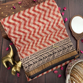 Vriksham  White and Red Zigzag Print Kota Cotton Saree-VS4452